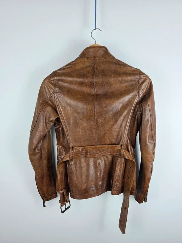 Belstaff Triumph 2.0 Brown Leather Biker Jacket – IT 38 / UK 6