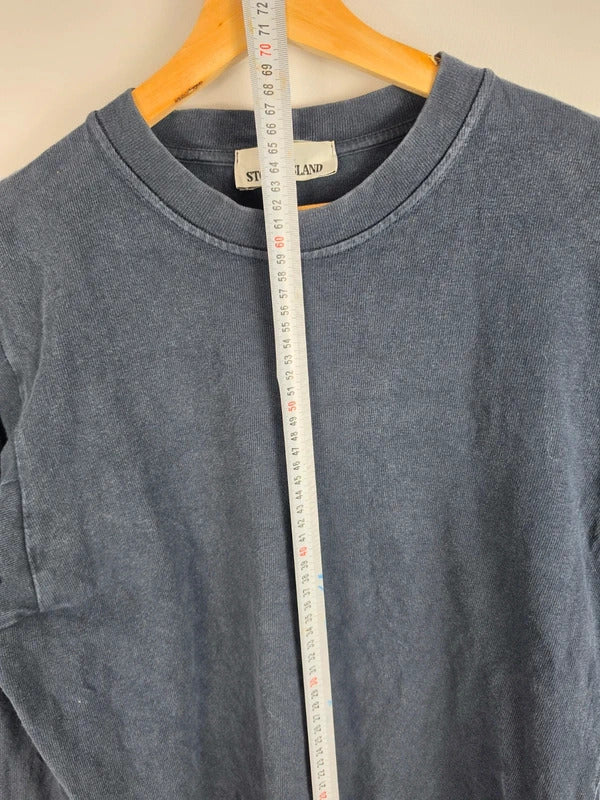 Stone Island Navy Stone-Wash Compass Patch Crew Neck Sweatshirt – Size M