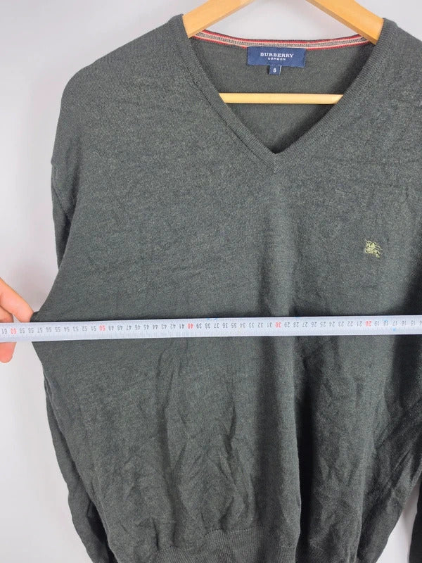 Burberry London Merino Wool V-Neck Jumper – Size 8 Large