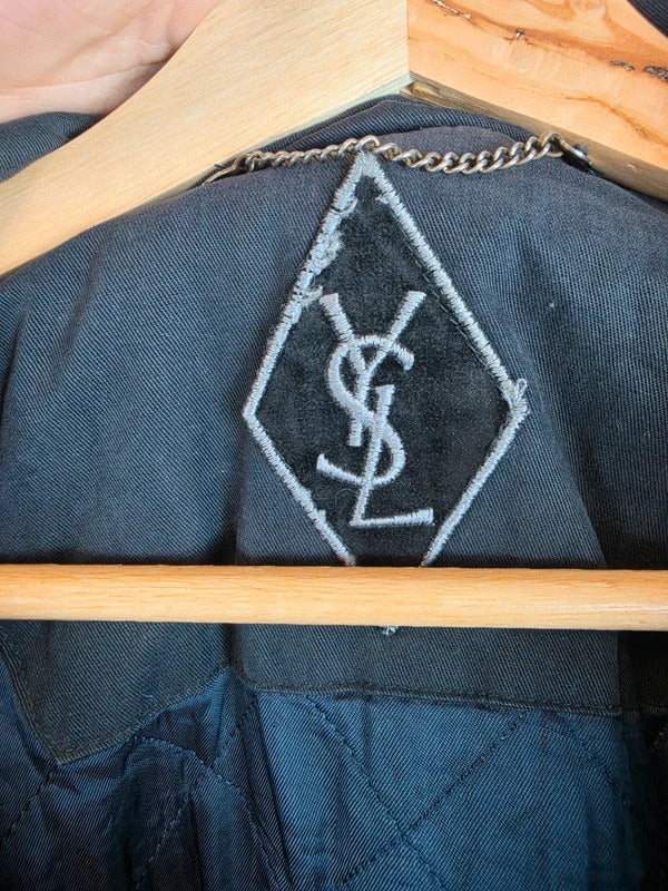 Vintage Yves Saint Laurent Pour Homme Quilted Field Jacket Navy - Size XL