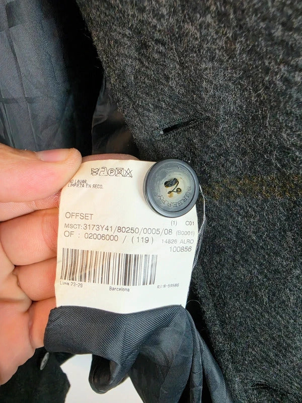 Burberry London Vintage Wool Jacket Grey Shadow Nova Check Size 8 - Large
