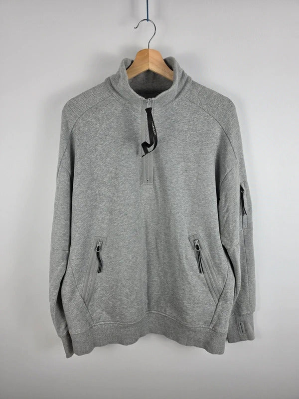 C.P. Company Grey Half-Zip Lens Sleeve Jumper – Size M