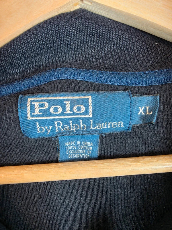 Vintage Polo Ralph Lauren Half Zip Jumper Navy Red Pony - Size XL