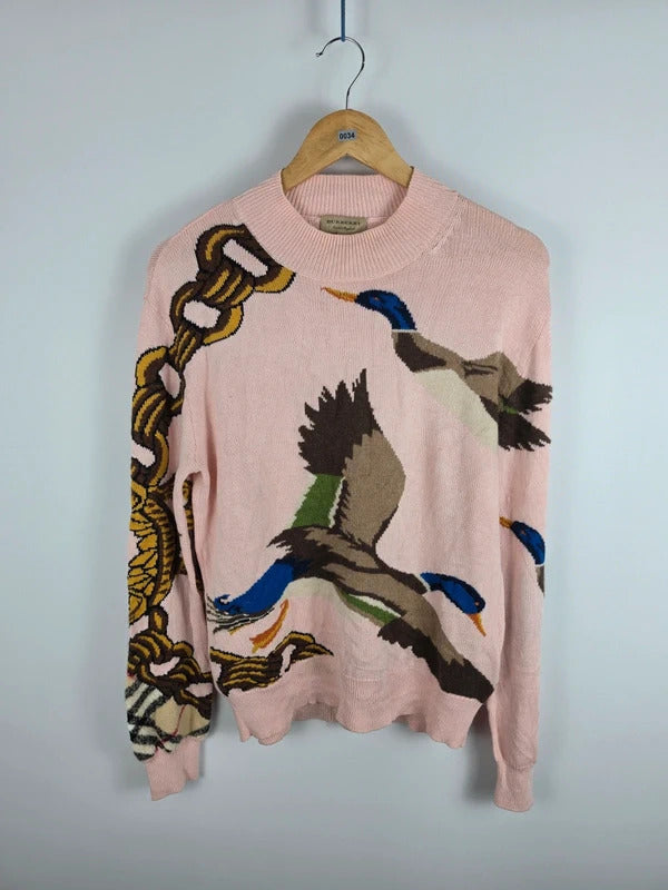 Burberry Pale Pink Mallard Duck Chain Knit Jumper – Size S