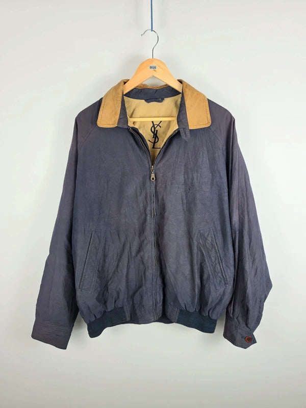 Vintage YSL Pour Homme Navy Harrington Jacket – Size L