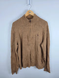 Polo Ralph Lauren Cotton Quarter-Zip Sweater Camel – Size L