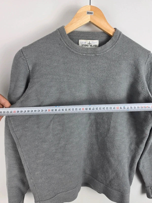 Stone Island Grey Fine Knit Crewneck Jumper Sweater Size L