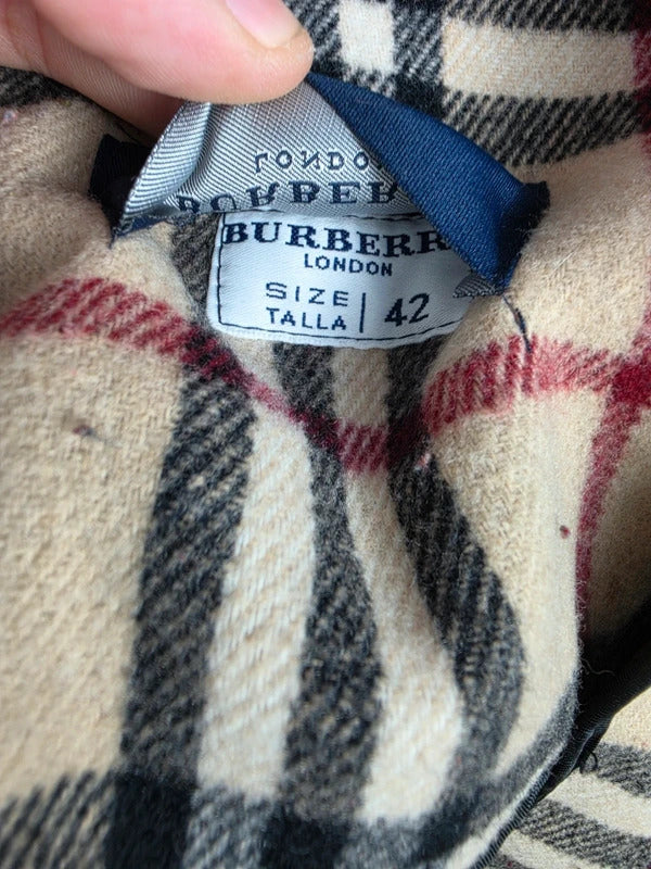 Burberry London Red Wool Blend Jacket – Nova Check Lined, Size 42