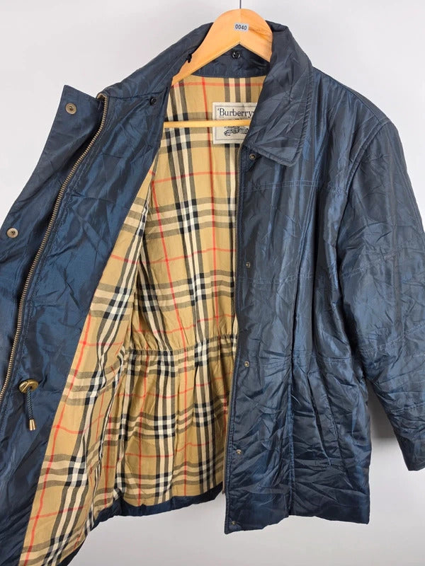 Vintage Burberrys Navy Quilted Jacket – Nova Check Lined, Size 44 ( L )