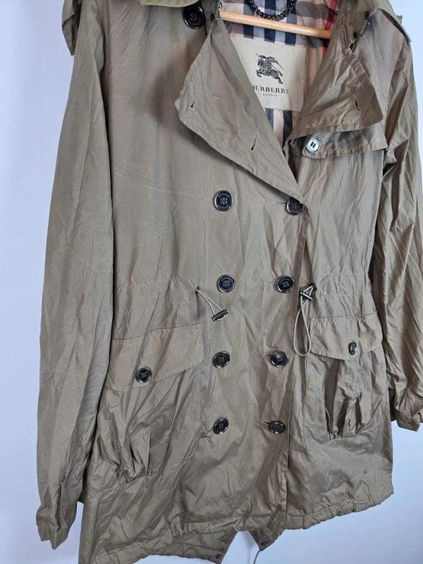 Burberry London Lightweight Fishtail Parka Coat Nova Check - UK 8