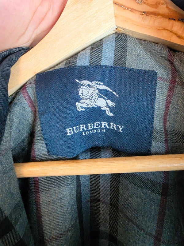 Vintage Burberry London Coated Cotton Bodywarmer Gilet Vest Navy Blue - Size 56 / XL