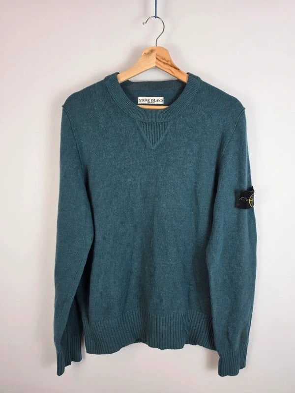 Vintage Stone Island AW10 Wool Blend Jumper Teal Blue Green Size L