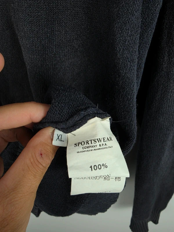 Stone Island Vintage Navy Fine Knit Crew Neck Jumper – Size XL