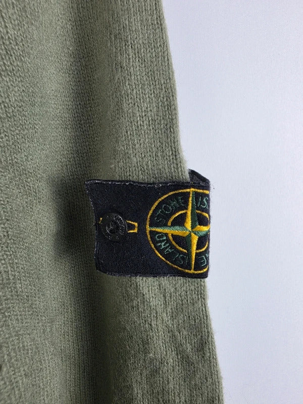 Stone Island Khaki Green Quarter-Button Knit Jumper – Size XL