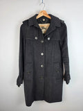 Burberry London Wool Cashmere Double Breasted Trench Coat Charcoal Grey UK 6 XS
