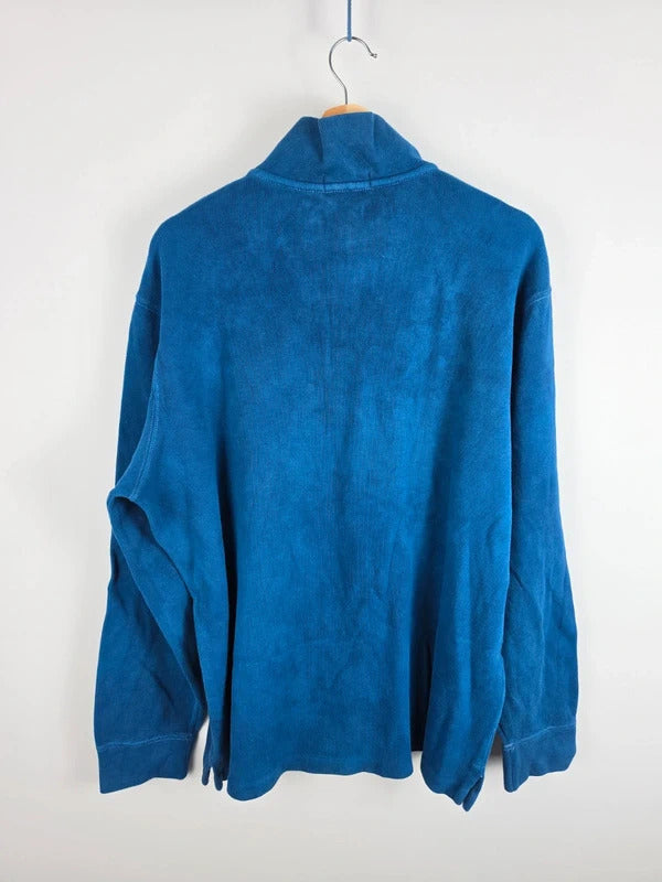 Polo Ralph Lauren Blue Ribbed Quarter-Zip Pullover – Size L