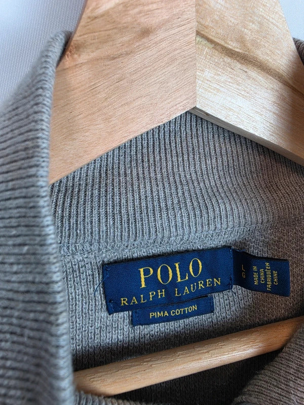 Polo Ralph Lauren Grey Pima Cotton Full Zip Knit Jacket Size L