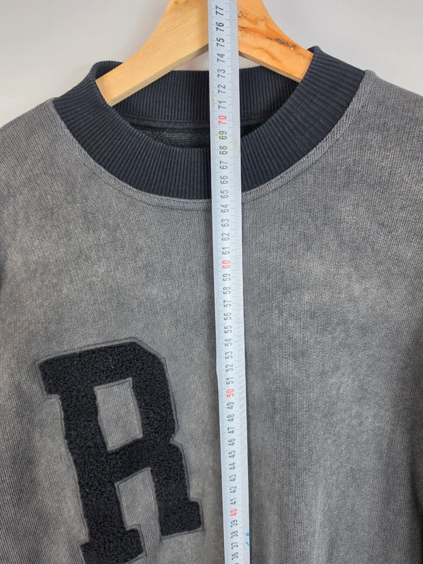 Represent Oversized Clo Varsity Letter Patch Wash Sweatshirt Black Grey M