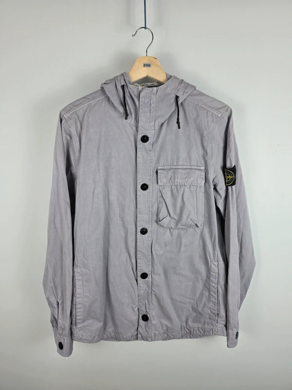Stone Island SS18 Old Effect Hooded Canvas Overshirt, Grey – Size S