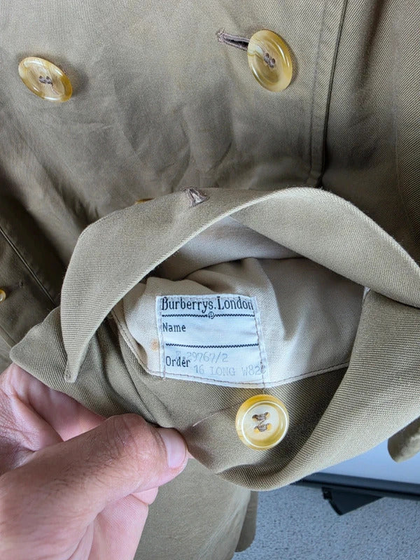 Burberrys Long Trench Coat – Honey, Wool Liner, Size 16 Long, Made in England