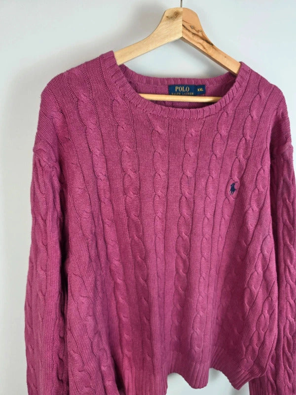 Polo Ralph Lauren Cable Knit Cotton Jumper Berry / Magenta - XXL