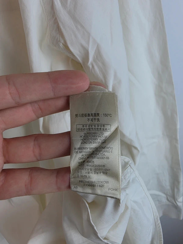 Burberry Brit Off-White Long Sleeve Shirt Nova Check Trim Cuffs - XL
