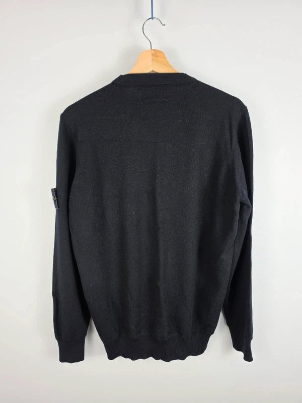 Stone Island Black Wool Blend Crew Neck Knit Jumper – Size XL
