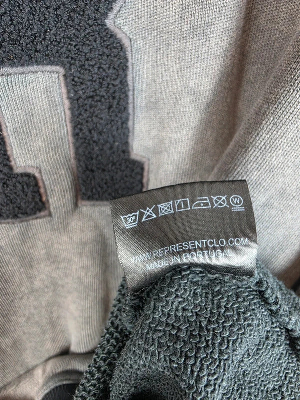 Represent Oversized Clo Varsity Letter Patch Wash Sweatshirt Black Grey M