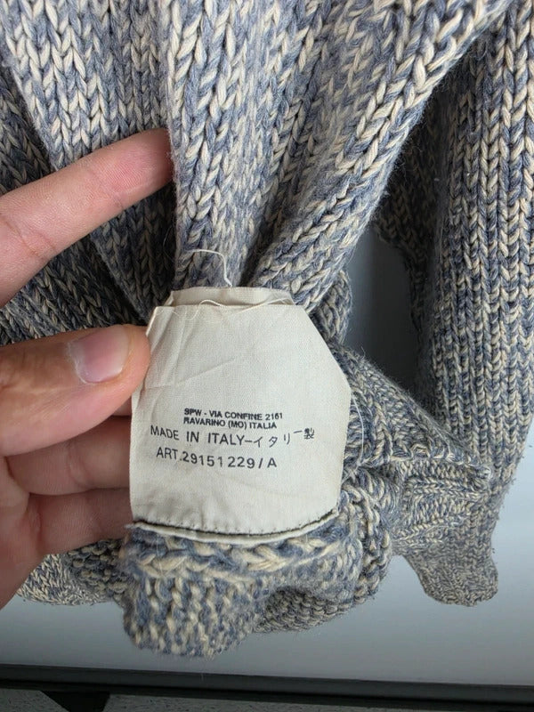 Stone Island Vintage Grey Marled Wool V-Neck Knit Jumper – Size L