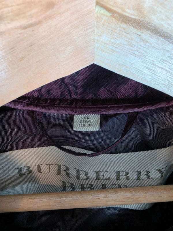 Burberry Brit Metallic Iridescent Parka Jacket Burgundy Womens Size XS
