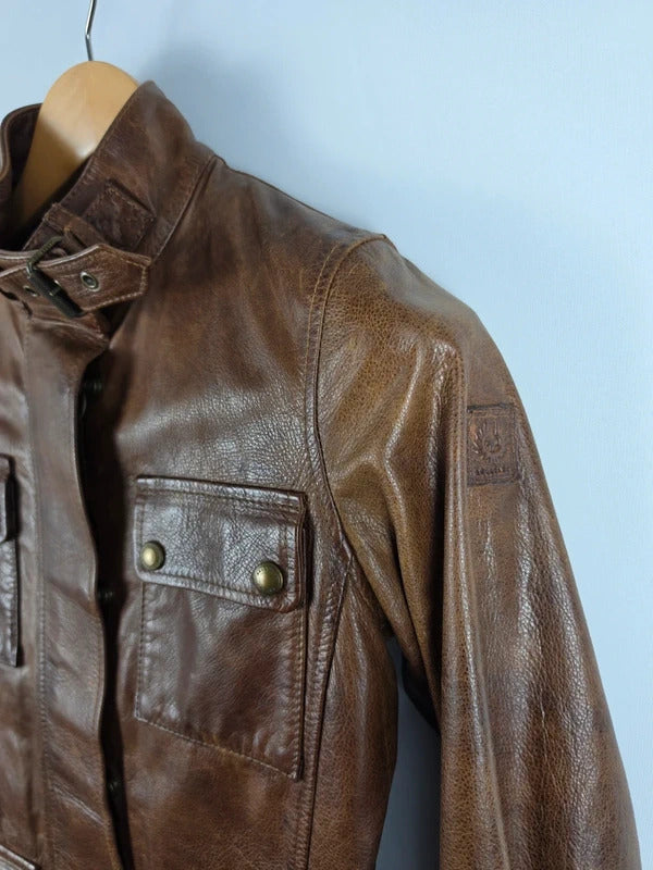 Belstaff Triumph 2.0 Brown Leather Biker Jacket – IT 38 / UK 6