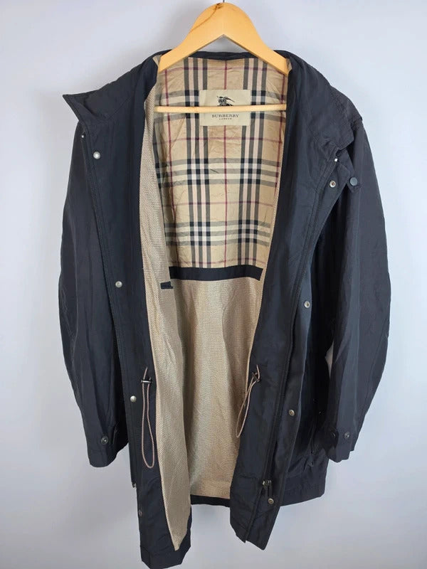Burberry London Charcoal Black Field Jacket Coat Nova Check - Men's 54