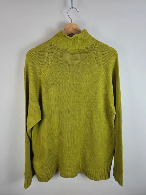 Burberry London Half Zip Cotton Lime Green Knit Pullover Size 5