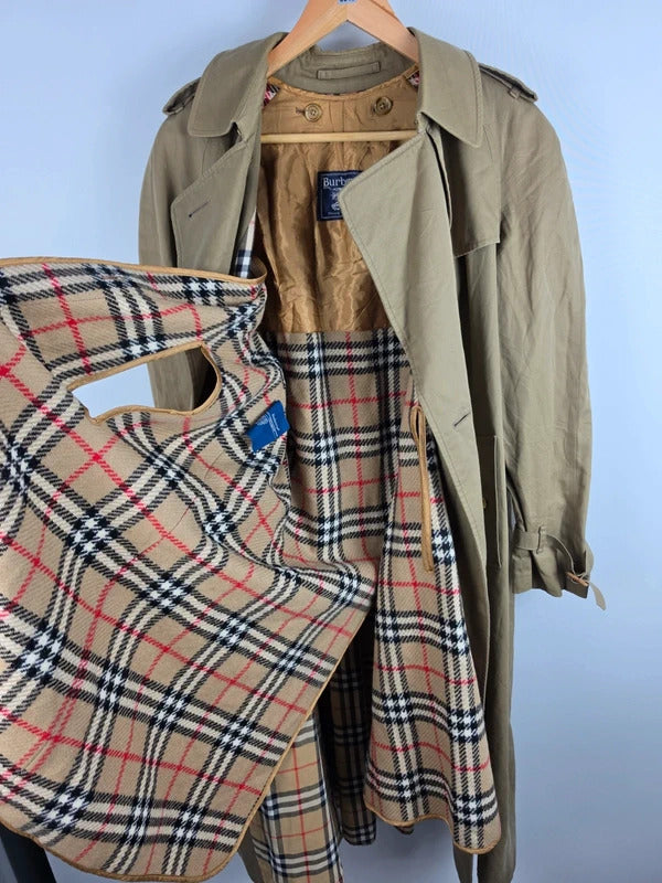 Burberrys Long Trench Coat – Honey, Wool Liner, Size 16 Long, Made in England