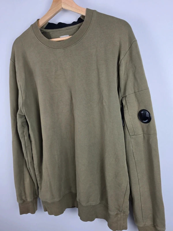 C.P. Company Khaki Lens Sleeve Crew Neck Sweatshirt – Size L