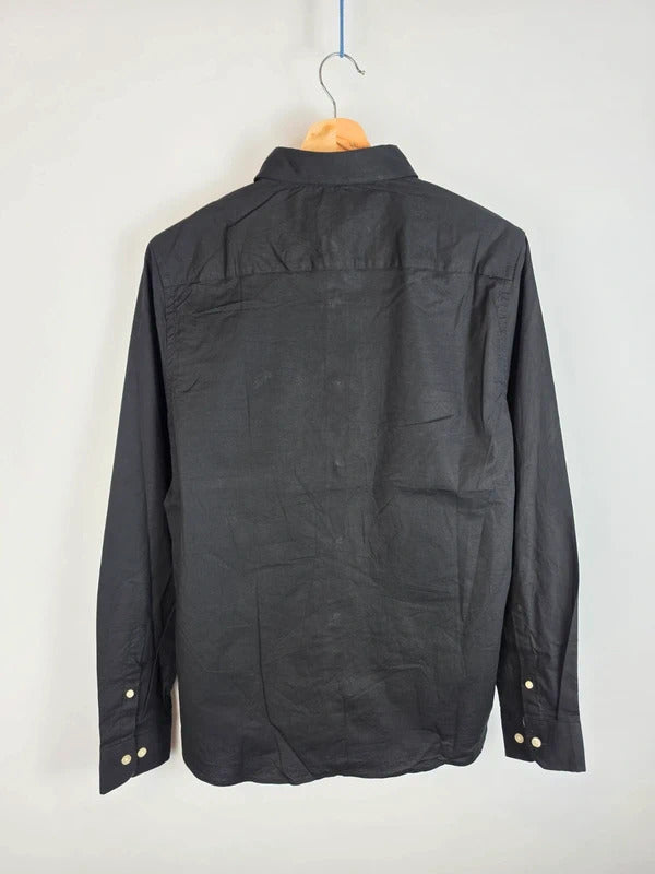 Burberry Brit Black Long Sleeve Shirt, Size Medium - Nova Check Collar