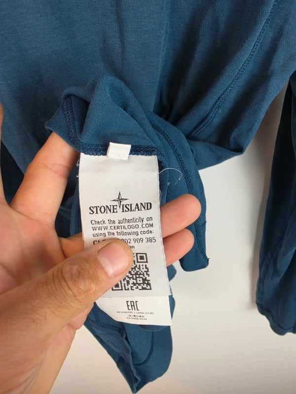 Stone Island Compass Patch Long Sleeve T-Shirt Blue - Men's L