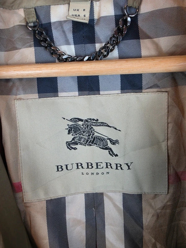 Burberry London Lightweight Fishtail Parka Coat Nova Check - UK 8