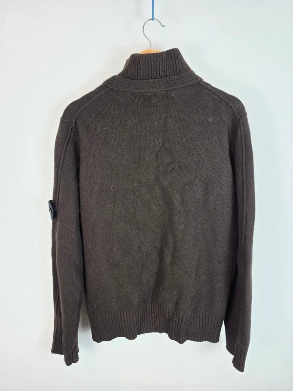 Vintage Stone Island AW 2007 Paul Harvey Quarter Zip Wool Jumper Brown XL