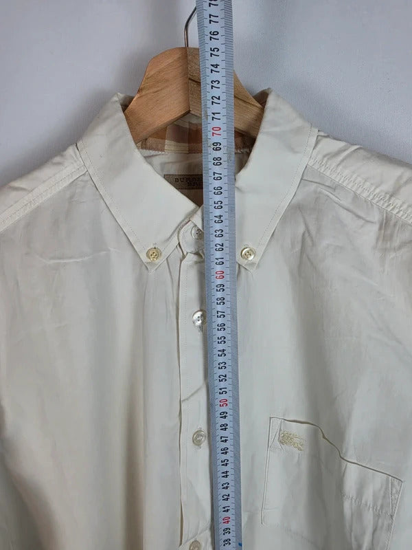 Burberry Brit Off-White Long Sleeve Shirt Nova Check Trim Cuffs - XL