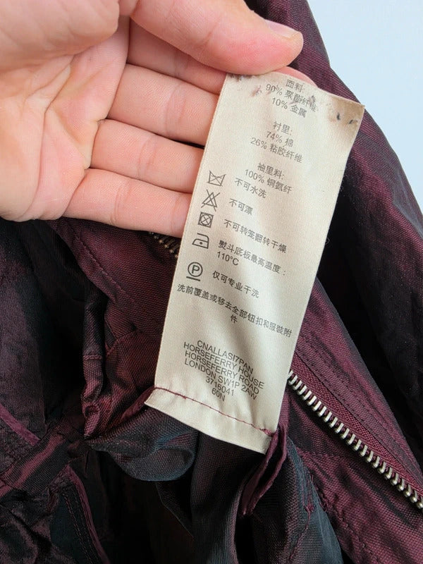 Burberry Brit Metallic Iridescent Parka Jacket Burgundy Womens Size XS
