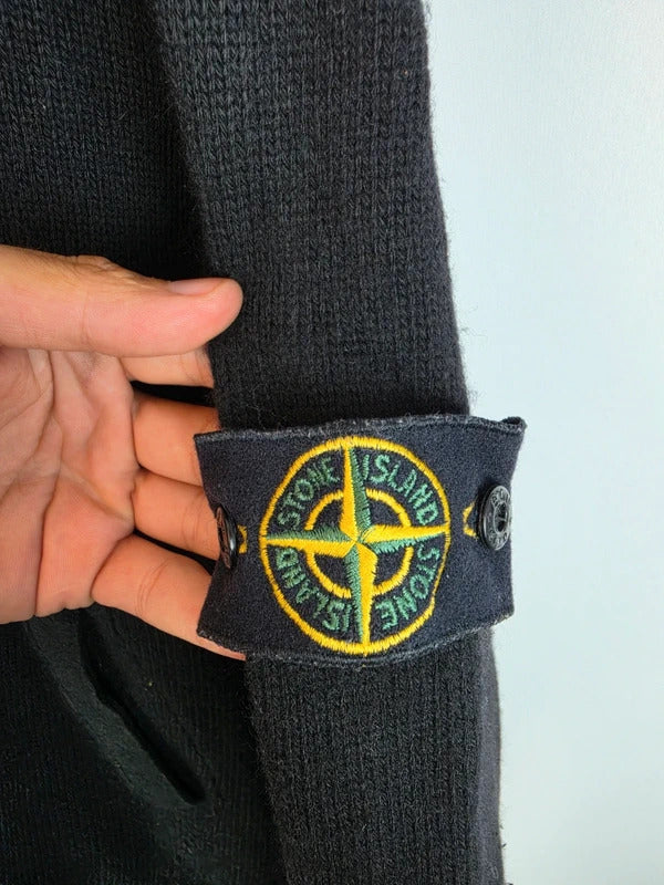 Vintage Stone Island AW 2009 Peaked Hood Wool Zip Cardigan Black XL