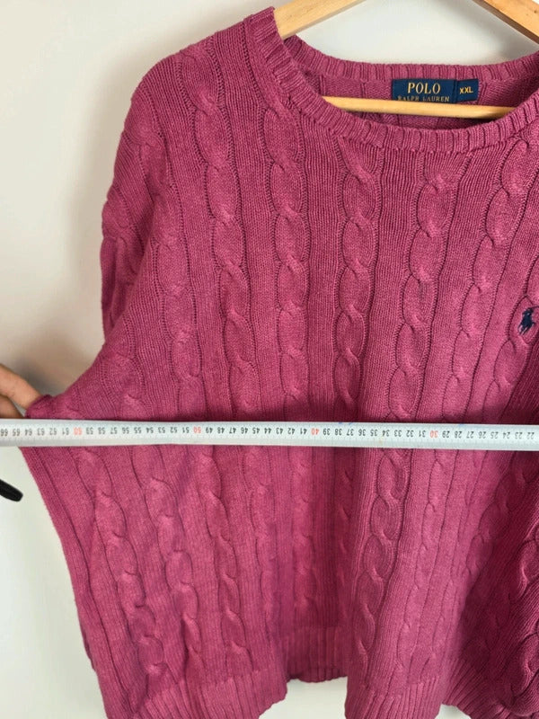 Polo Ralph Lauren Cable Knit Cotton Jumper Berry / Magenta - XXL