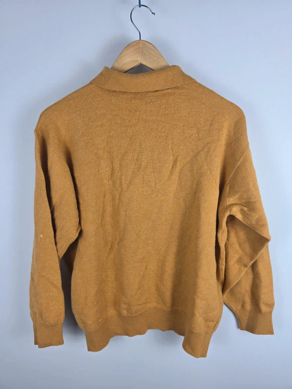 Burberry Mustard Merino Wool Polo Collar Knit Jumper – Size 7 (L)