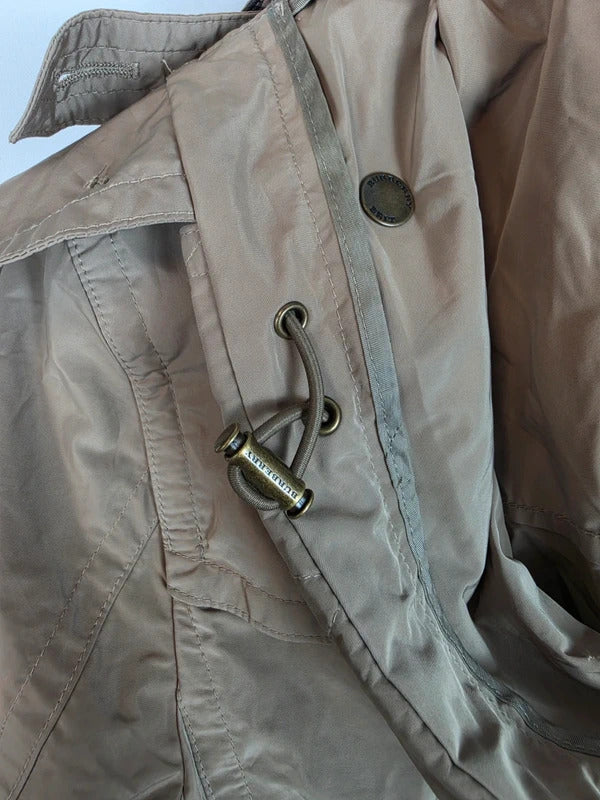 Burberry Brit Beige Hooded Trench Coat Nova Check Lining - UK 8