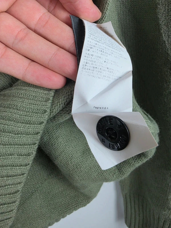 Stone Island Khaki Green Quarter-Button Knit Jumper – Size XL