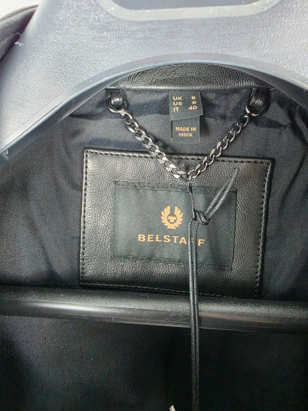 Belstaff Pine Black Lambskin Racer Jacket – UK 8 / IT 40