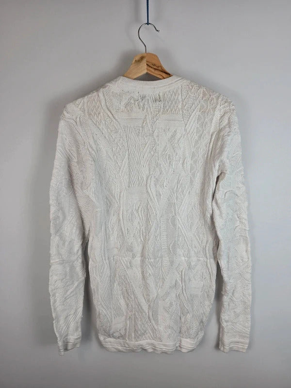 Vintage Coogi Australia Textured 3D Knit Jumper White - Size S