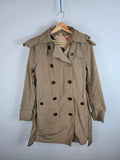 Burberry Brit Beige Hooded Trench Coat Nova Check Lining - UK 8
