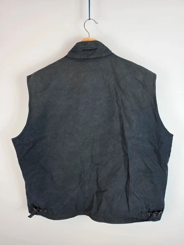 Vintage Burberry London Coated Cotton Bodywarmer Gilet Vest Navy Blue - Size 56 / XL